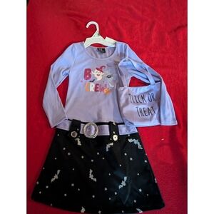 Lilt Girls BOO CREW Bats & Trick or Treat Bag Long Sleeve Halloween Dress Size 6